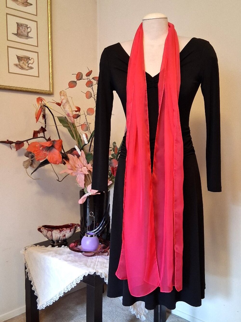 NWOT Vintage Lightweight Pink Long Scarf Wrap Spring Fall Winter Scarves